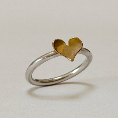 Inel Inimă din Argint și Alamă – Bijuterie Handmade Romantică [4]