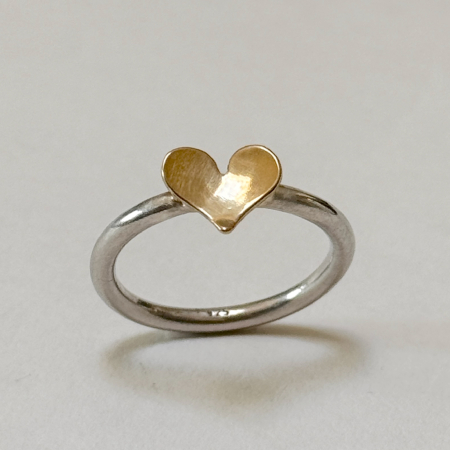 Inel Inimă din Argint și Alamă – Bijuterie Handmade Romantică [3]