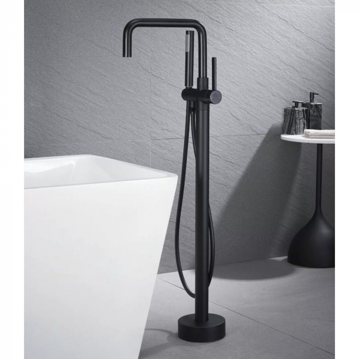 Baterie cada freestanding negru mat, pipa pivotanta 360 de grade Foglia Gobi [3]