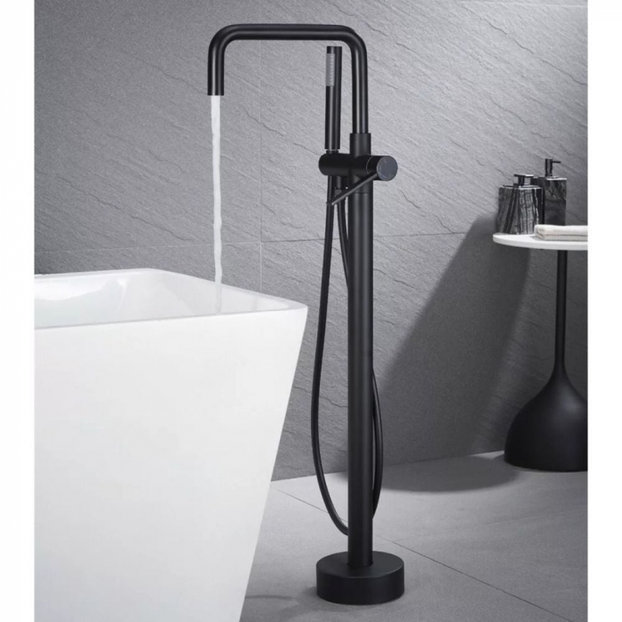 Baterie cada freestanding negru mat, pipa pivotanta 360 de grade Foglia Gobi [2]