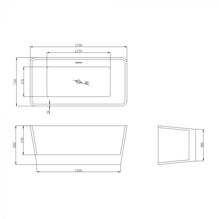 Cada baie freestanding 170 x 75 cm, forma dreptunghiulara, Cosmo Foglia [8]