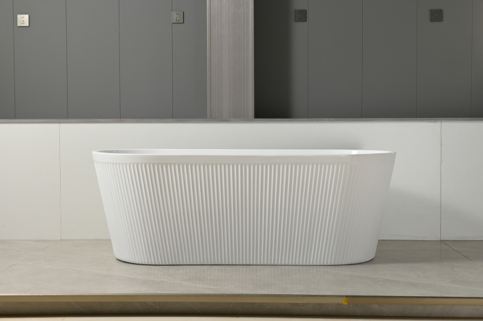 Cada baie freestanding cu riflaje 3D, dimensiune 170 x 75 cm, alb lucios, Scarlet Foglia [3]