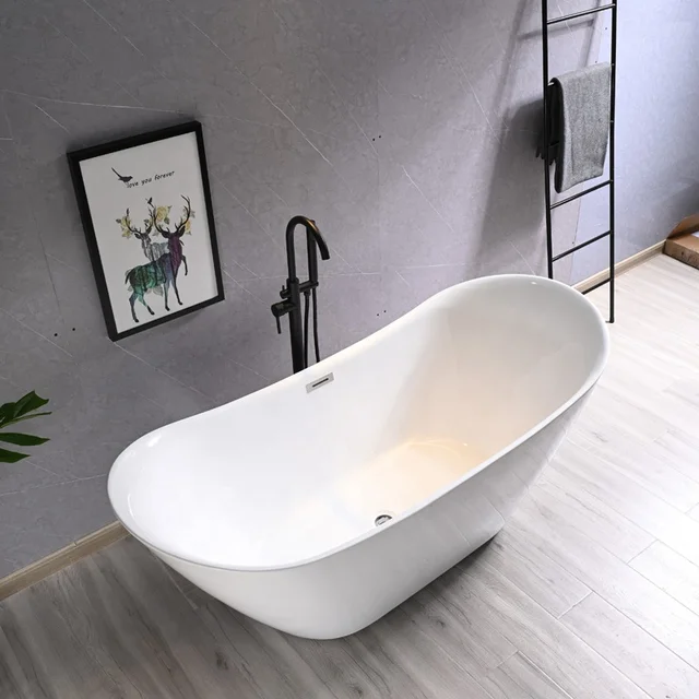 Cada baie freestanding slim 150 x 77 cm, ovala cu preaplin, Bella Foglia [2]
