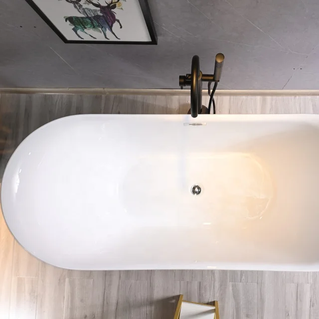 Cada baie freestanding slim 150 x 77 cm, ovala cu preaplin, Bella Foglia [3]