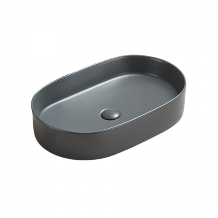Lavoar baie pe blat, gri mat, oval, ventil inclus, 52.5 cm, Adelais Foglia [2]