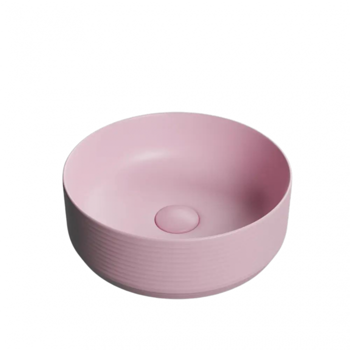 Lavoar baie pe blat, roz mat, rotund, linii 3D Foglia Line [2]