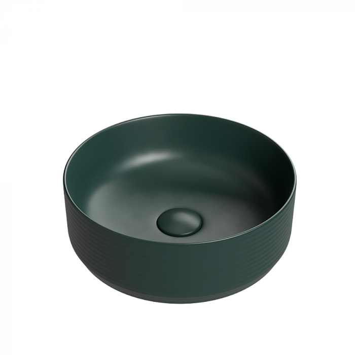 Lavoar baie pe blat, verde inchis mat, rotund, linii 3D Foglia Line [2]