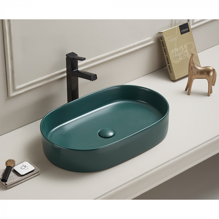 Lavoar baie verde inchis mat montaj pe blat 60 cm, Adelais Foglia [2]