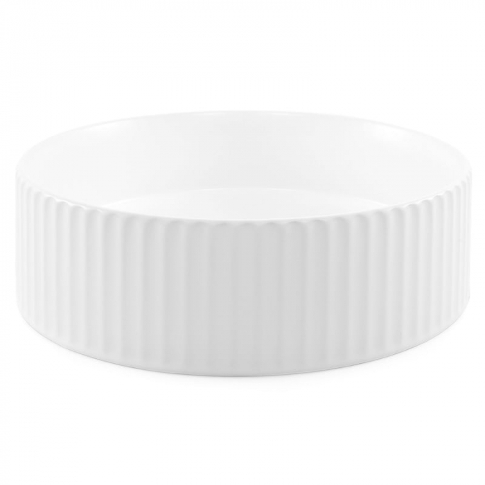 Lavoar rotund pe blat, cu riflaje 3D, alb lucios, Imperial Foglia [4]