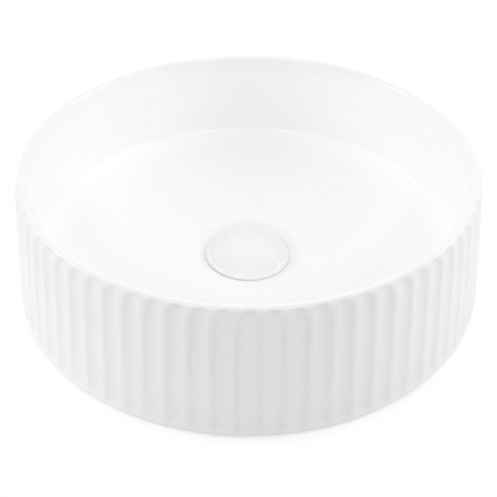 Lavoar rotund pe blat, cu riflaje 3D, alb lucios, Imperial Foglia [6]