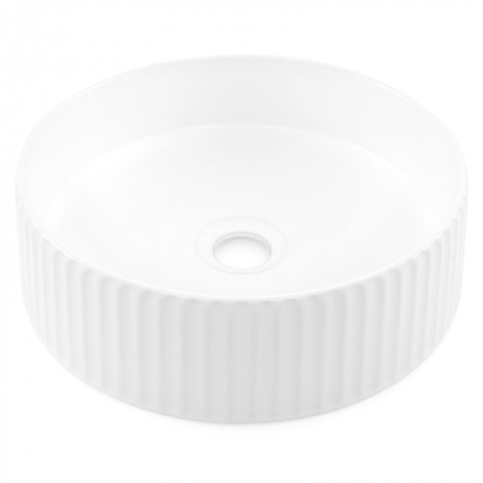 Lavoar rotund pe blat, cu riflaje 3D, alb lucios, Imperial Foglia [5]