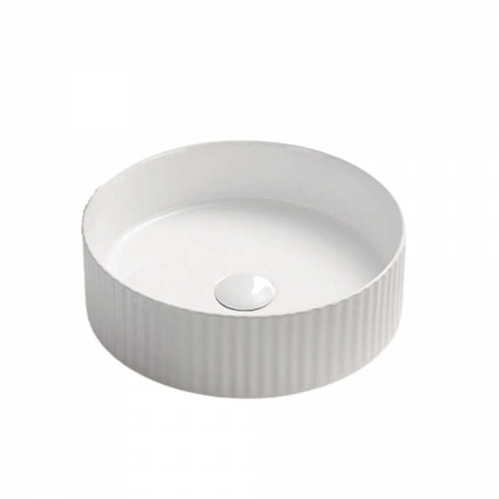 Lavoar rotund pe blat, cu riflaje 3D, alb lucios, Imperial Foglia [2]