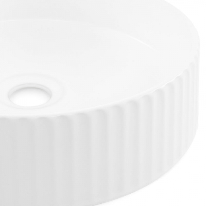 Lavoar rotund pe blat, cu riflaje 3D, alb lucios, Imperial Foglia [3]