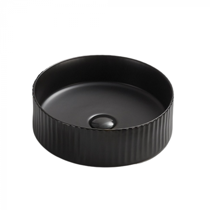 Lavoar rotund pe blat, cu riflaje 3D, negru mat Imperial Foglia [2]