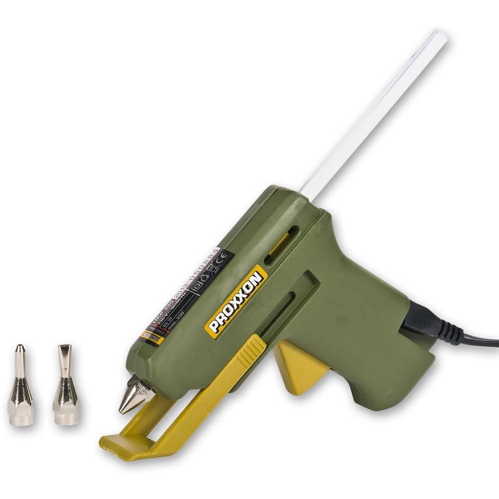 Proxxon 28192, Pistol de lipit GlueGun HKP 220, verde, 40W, 200°C, duze interschimbabile, include 4 batoane si 3 duze, functional cu batoane de 7mm [2]