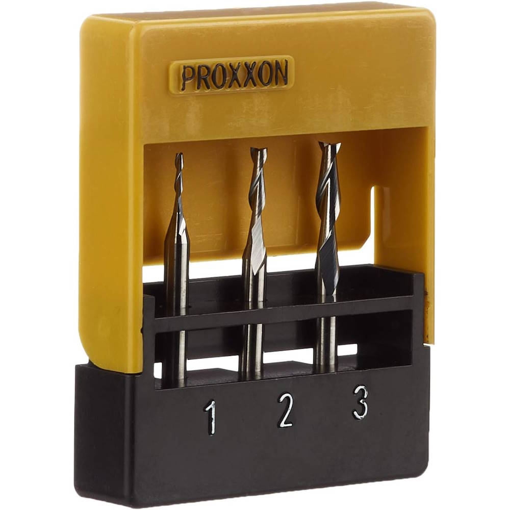 Set 3 freze tungsten, 2 caneluri, Proxxon 27116, 1.0-2.0-3.0mm, ax 3.0mm [1]