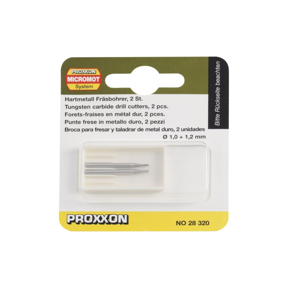 Set burghie din Tungsten-Carbid, Proxxon 28320,  1.0 si 1.2mm [2]