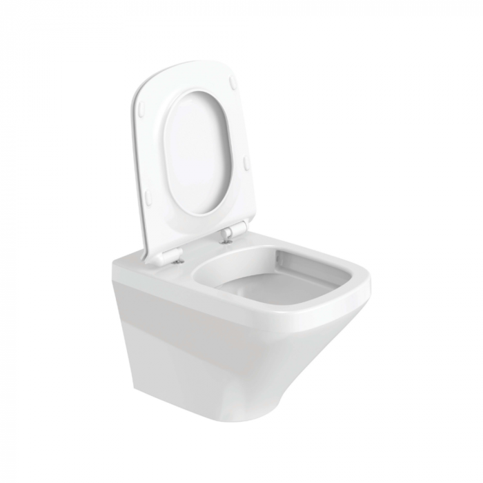 Set vas wc rimless suspendat, dreptunghiular, capac slim softclose, Foglia Bristol [7]
