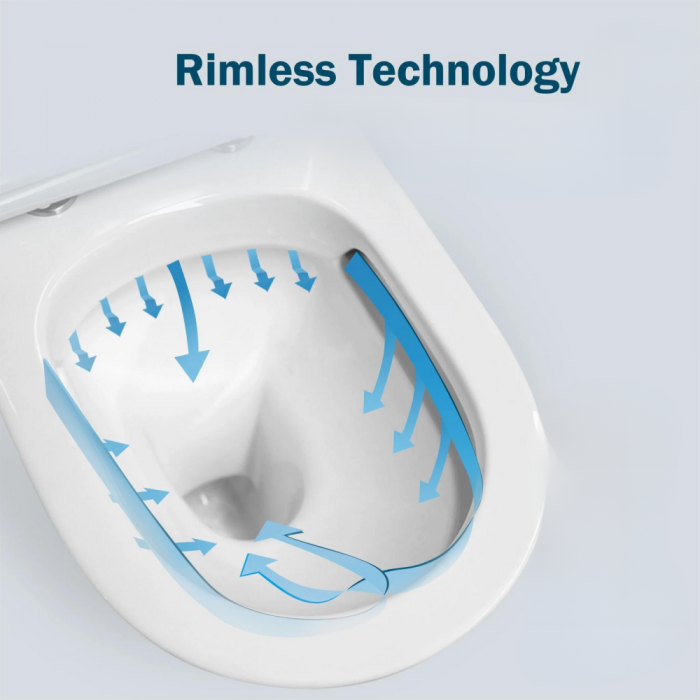 Set vas wc rimless suspendat, dreptunghiular, capac softclose inclus, alb lucios, Foglia Safari [7]