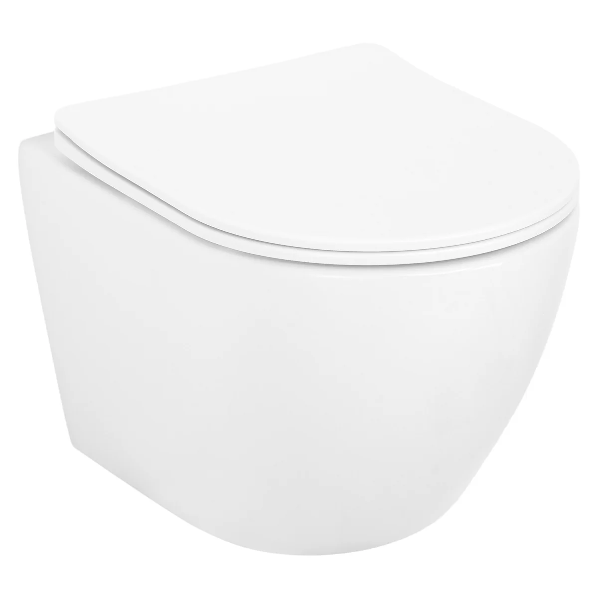Set vas wc rimless suspendat, Rotund, Foglia Oslo si capac softclose alb [8]