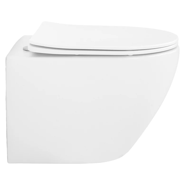 Set vas wc rimless suspendat, Rotund, Foglia Oslo si capac softclose alb [7]