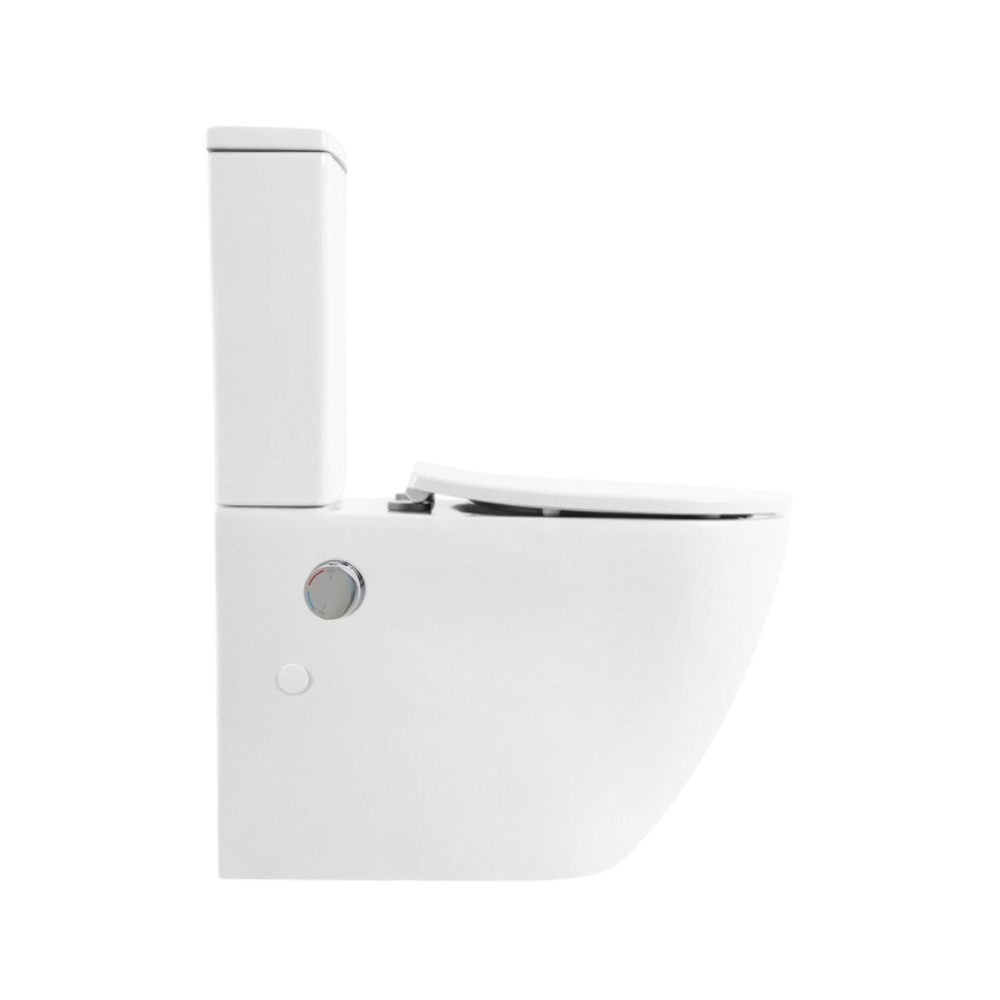Set vas wc stativ cu functie de bideu, rezervor si capac soft close, alb lucios, Foglia Eco [8]