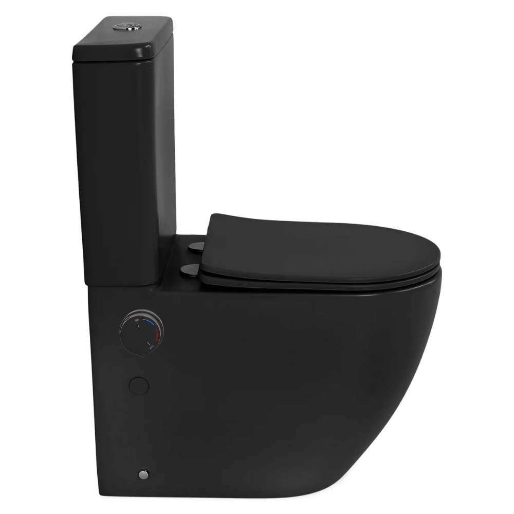 Set vas wc stativ cu functie de bideu, rezervor si capac soft close, negru mat, Foglia Eco [4]