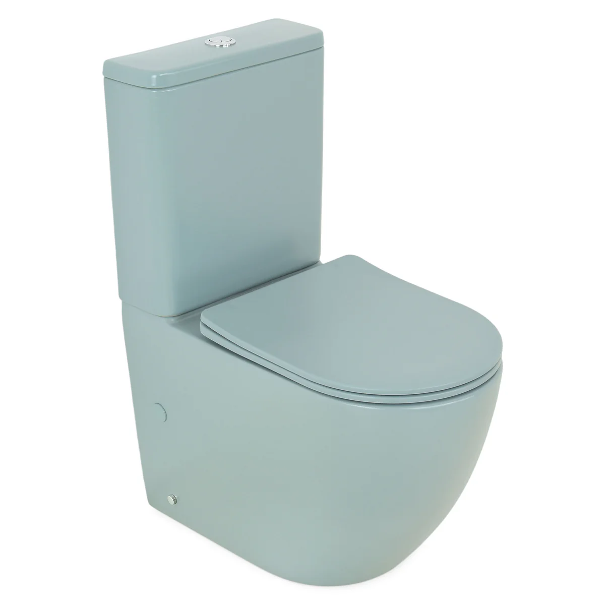 Set vas wc stativ rimless verde turcoaz mat Foglia Oslo cu rezervor si capac soft close inclus [2]