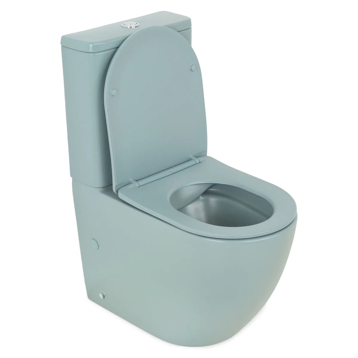 Set vas wc stativ rimless verde turcoaz mat Foglia Oslo cu rezervor si capac soft close inclus [5]