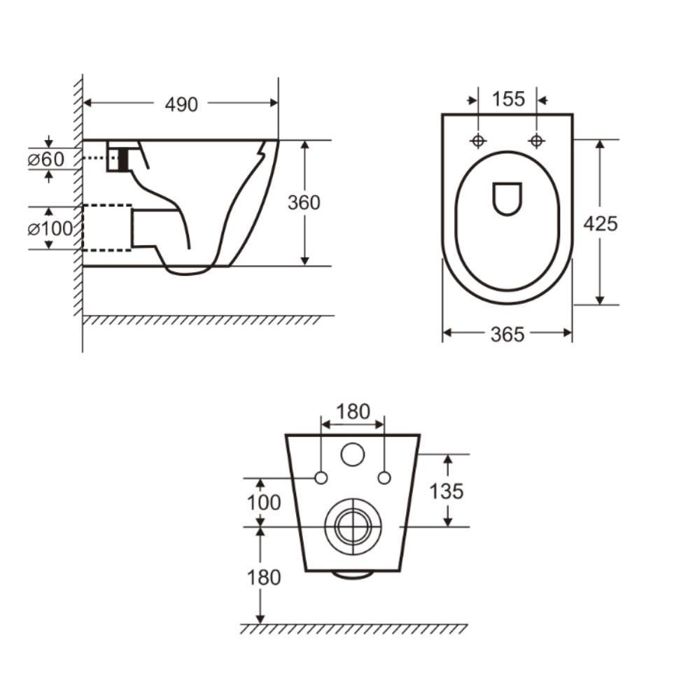 Set vas wc suspendat rimless cu capac inclus si bideu semirotund, alb, Foglia Oslo [3]