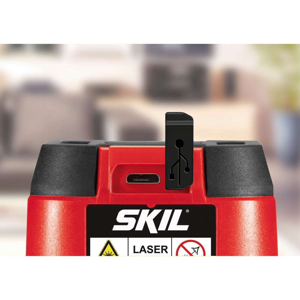 SKIL 1910 AA Nivela laser cu linie în cruce, lumina rosie, raza actiune 15m, prindere trepied 1/4, Accu Li-Ion, include incarcator micro USB si clema de prindere [9]