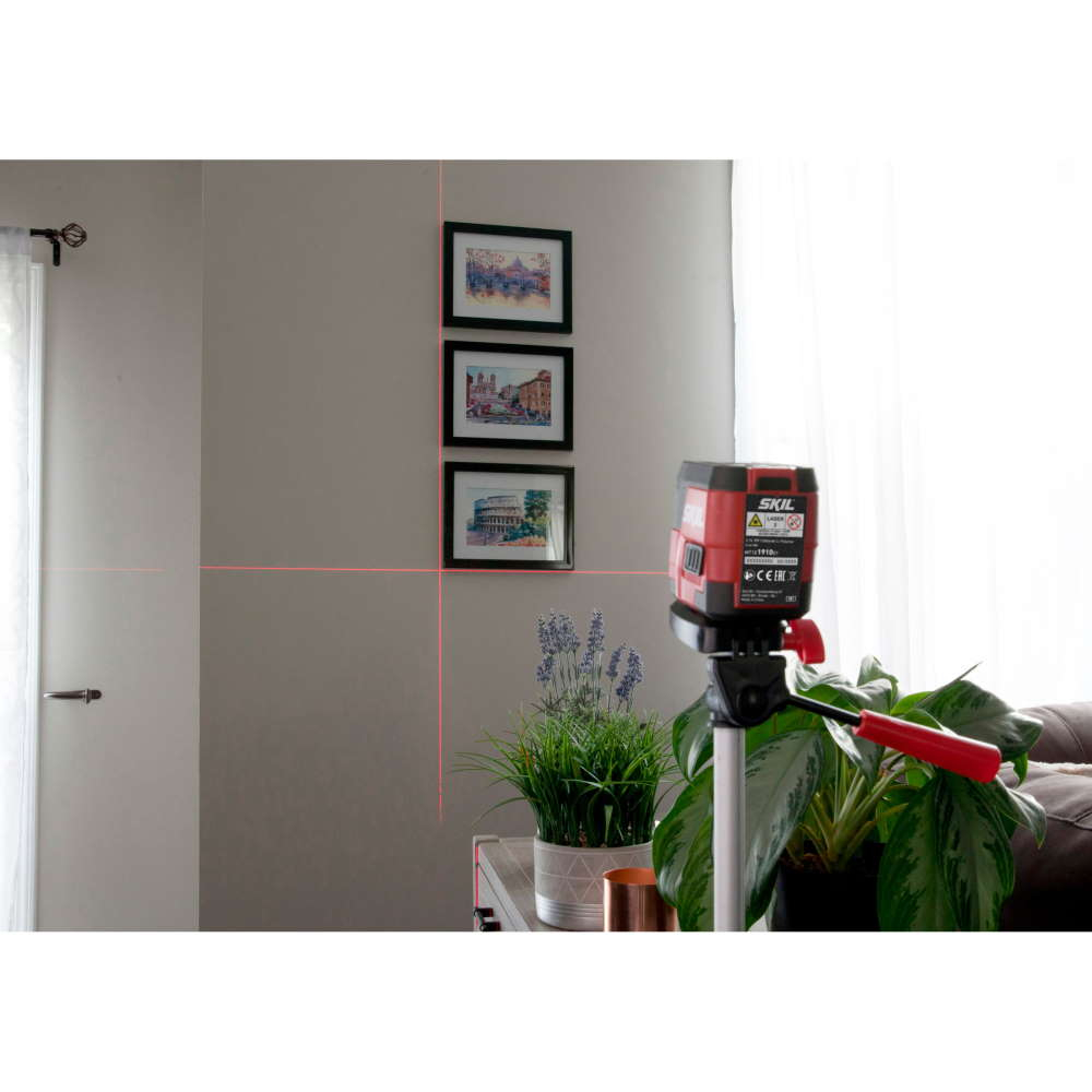 SKIL 1910 AA Nivela laser cu linie în cruce, lumina rosie, raza actiune 15m, prindere trepied 1/4, Accu Li-Ion, include incarcator micro USB si clema de prindere [5]