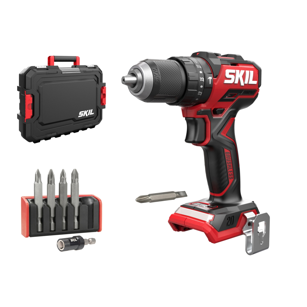 SKIL 3075 JA masina de gaurit cu percutie cu acumulator, cuplu maxim 60 nm, 0-500/0-1800/min, compact Brushless, geanta de transport+set de 6 biti, doar corpul [1]