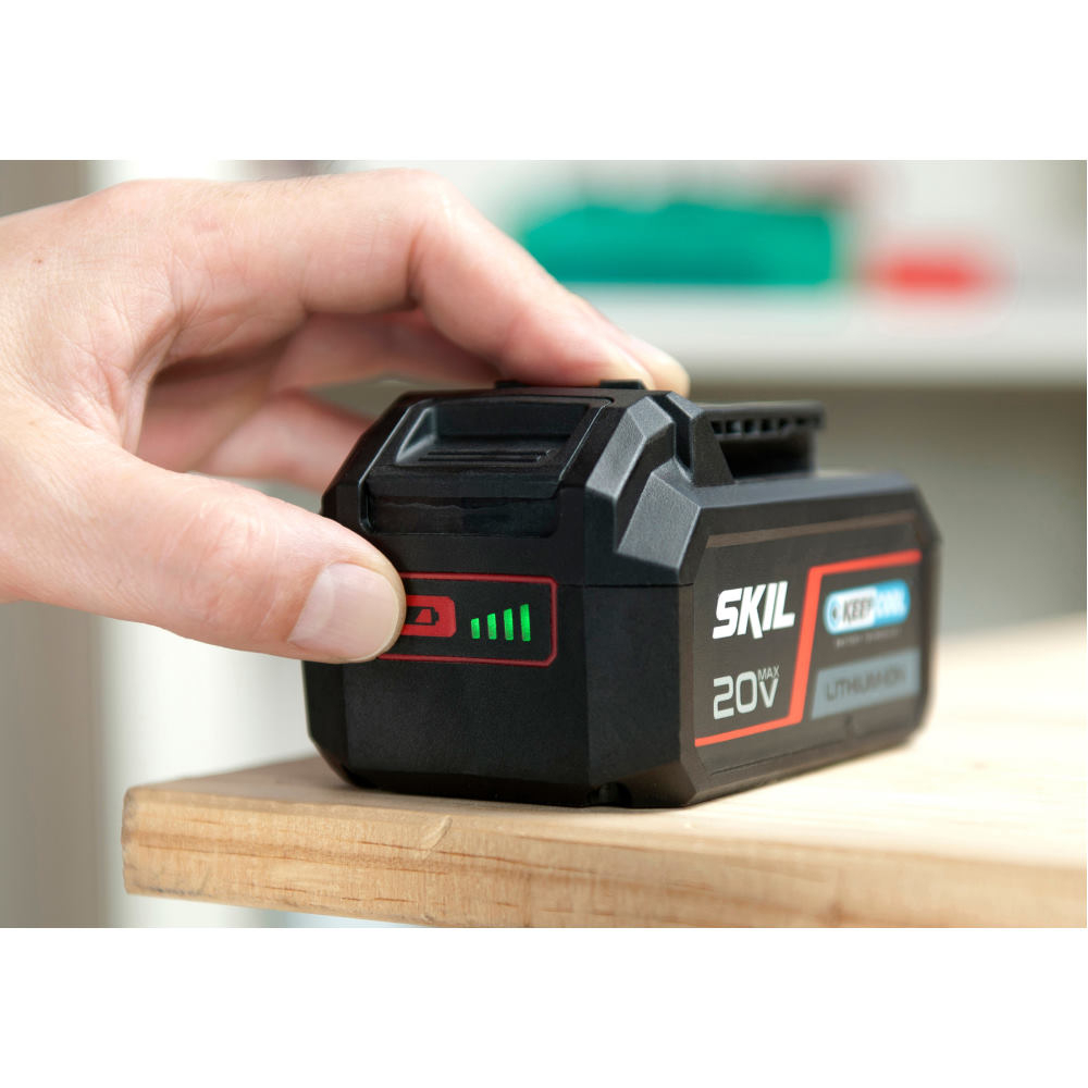 SKIL 3112 BA, Set incarcator si doi acumulatori Li-Ion 20V Max, 4.0Ah, PWRCORE 20, indicator LED [3]