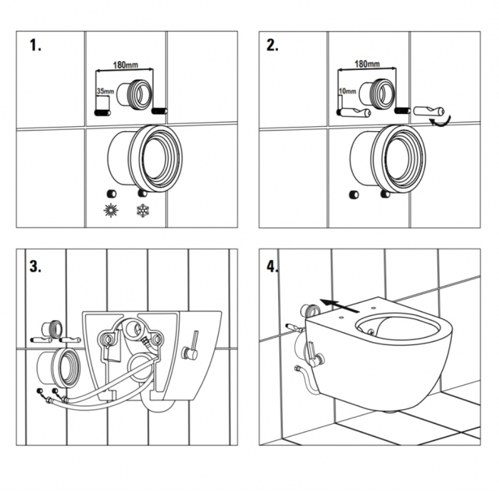 Vas wc suspendat cu functie bideu, dreptunghiular, apă calda/rece, rimless, baterie auriu mat Foglia Safari [8]