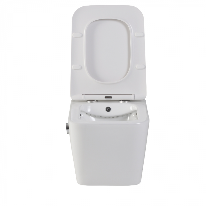 Vas wc suspendat cu functie bideu, dreptunghiular, apă calda/rece, rimless, capac soft close, baterie crom Foglia Safari [3]