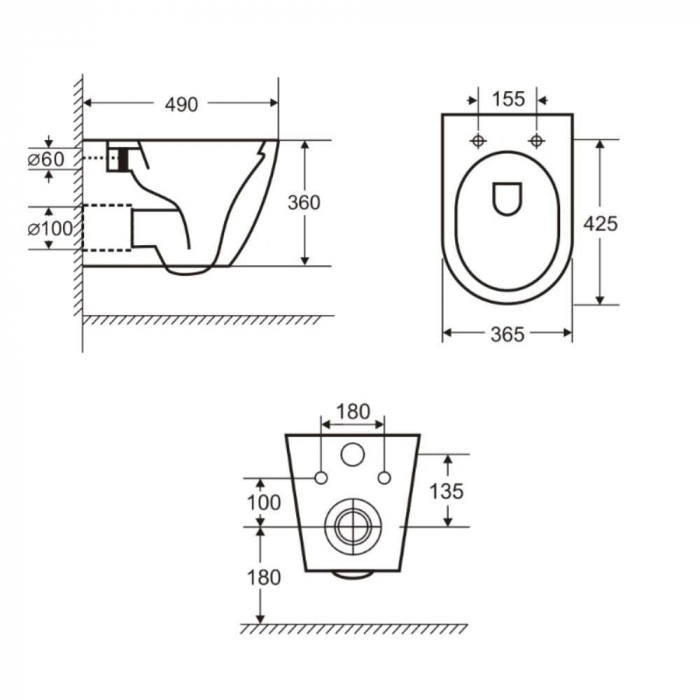 Vas wc suspendat cu functie bideu, semirotund, rimless, apă calda/rece, capac soft close, baterie auriu mat Foglia Oslo [11]