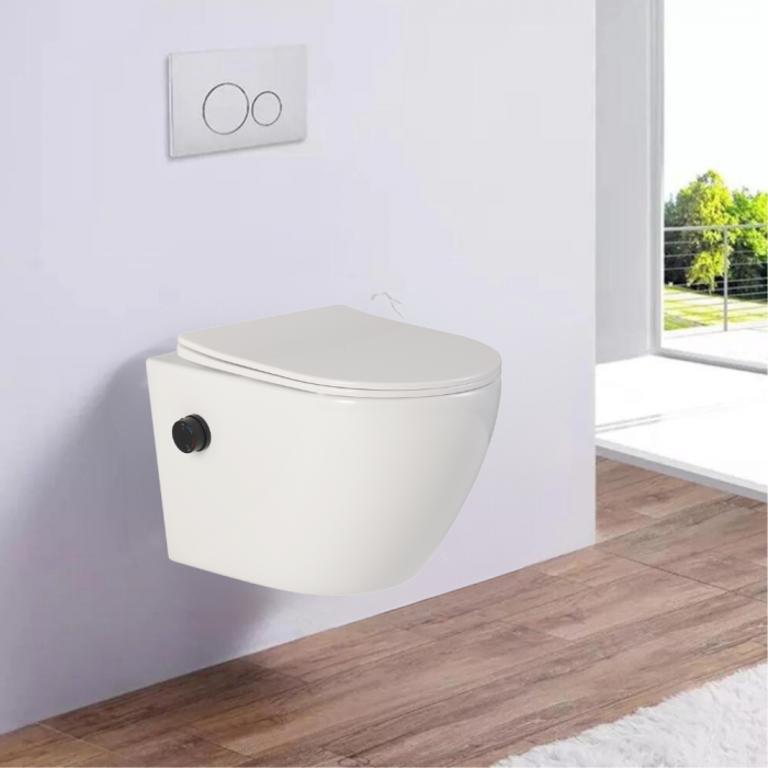 Vas wc suspendat cu functie bideu, negru mat, apă calda/rece, spalare rimless, baterie inclusa Foglia Oslo [6]