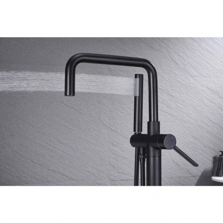 Baterie cada freestanding negru mat, pipa pivotanta 360 de grade Foglia Gobi [4]