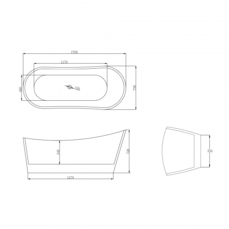 Cada baie freestanding 170 x 75 cm, ovala cu preaplin, Diva Foglia [4]