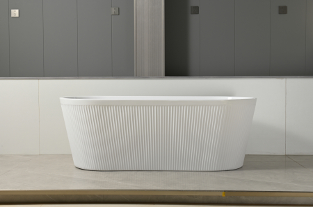 Cada baie freestanding cu riflaje 3D, dimensiune 170 x 75 cm, alb lucios, Scarlet Foglia [2]