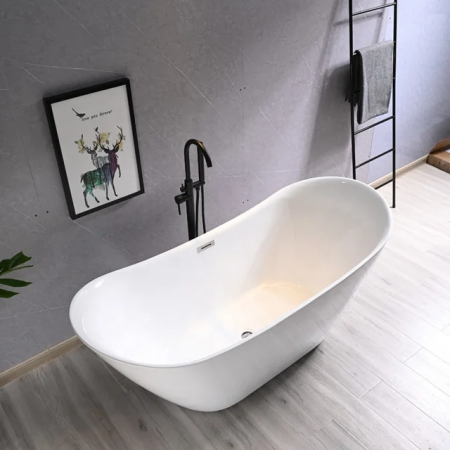Cada baie freestanding slim 150 x 77 cm, ovala cu preaplin, Bella Foglia [1]