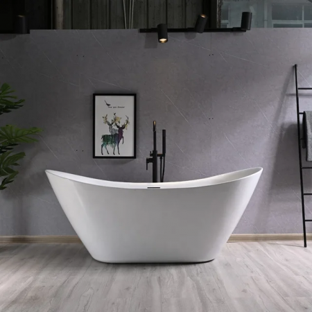 Distributie - Cada baie freestanding slim 150 x 77 cm, ovala cu preaplin, Bella Foglia