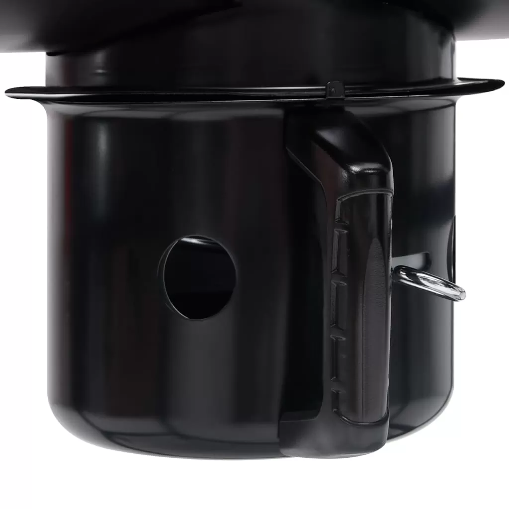 Gratar tip butoi cu roti si rafturi, negru [6]