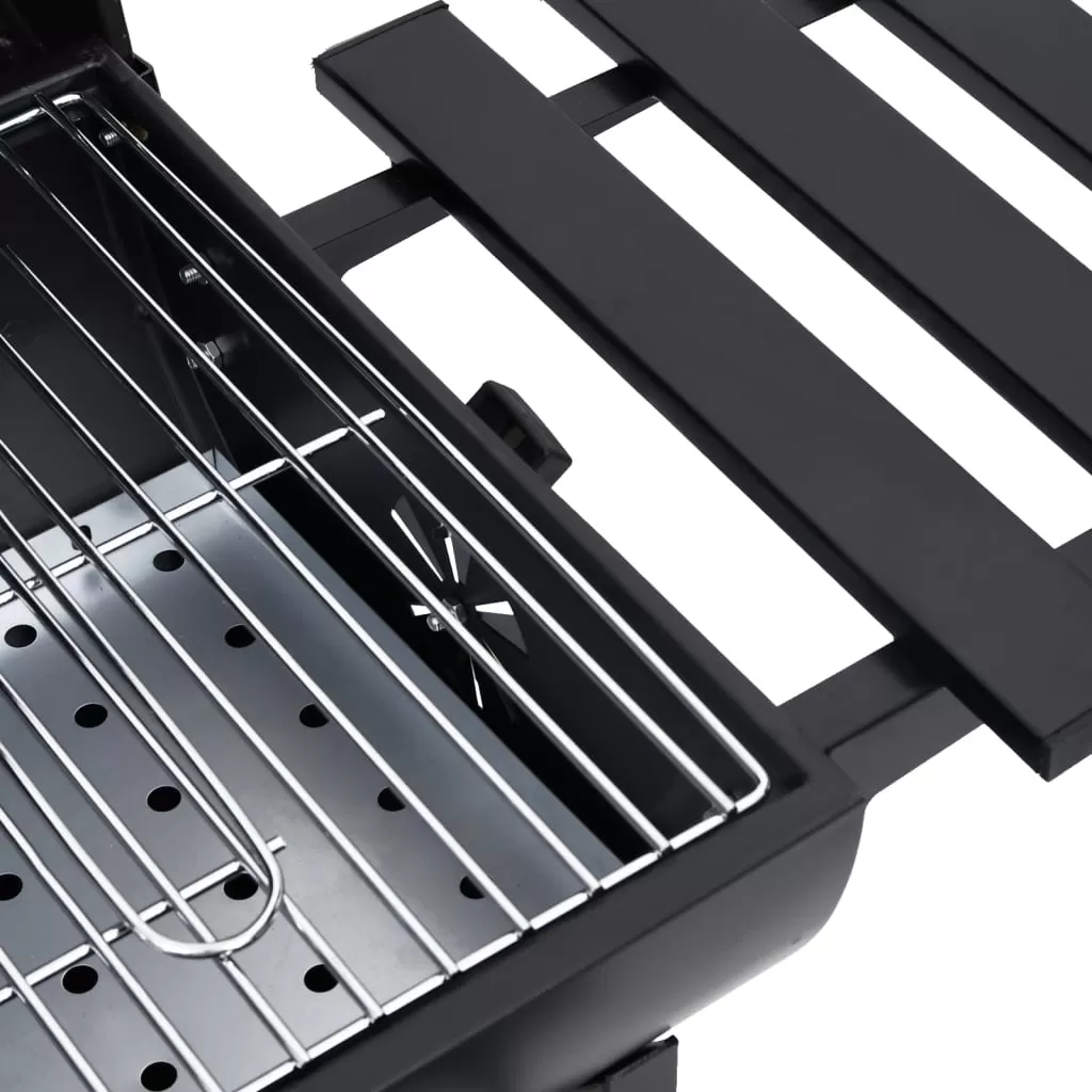 Gratar tip butoi cu roti si rafturi, negru [1]