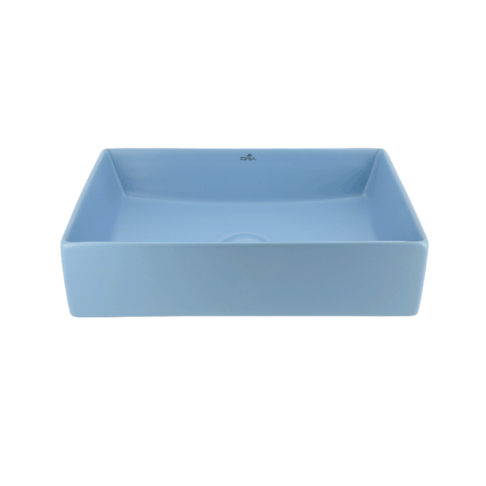 Lavoar baie dreptunghiular pe blat, albastru mat, ventil inclus, Foglia, Color [2]