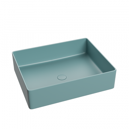 Lavoar baie dreptunghiular pe blat, verde turcoaz mat, ventil inclus, Foglia, Color [1]