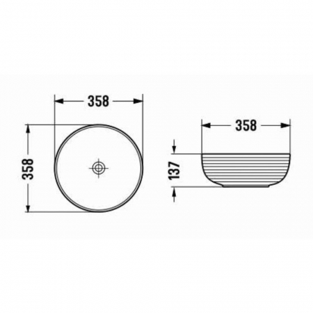 Lavoar baie pe blat, alb, rotund, linii 3D, Foglia Line [2]
