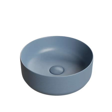 Lavoar baie pe blat, albastru mat, rotund, linii 3D, ventil inclus, Foglia, Line [1]