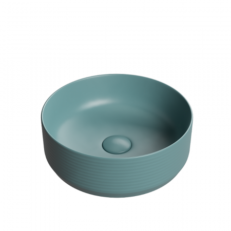 Lavoar baie pe blat, verde turcoaz mat, rotund, linii 3D, ventil inclus, Foglia, Line [1]